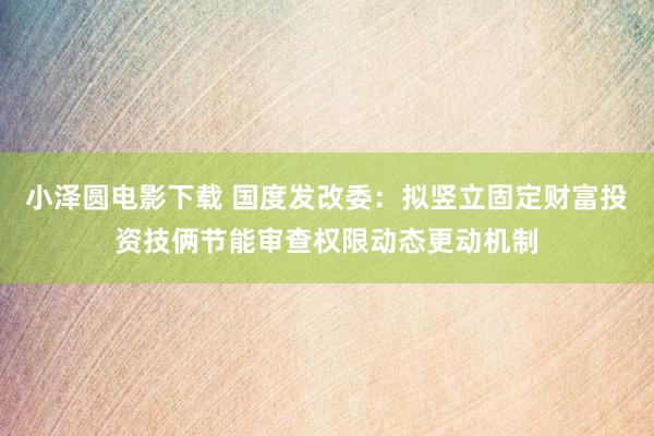 小泽圆电影下载 国度发改委：拟竖立固定财富投资技俩节能审查权限动态更动机制