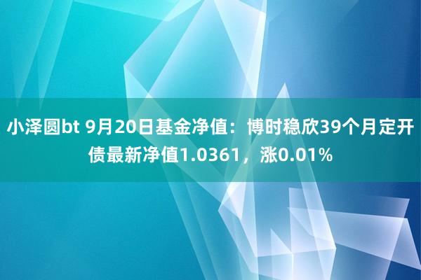 小泽圆bt 9月20日基金净值：博时稳欣39个月定开债最新净值1.0361，涨0.01%