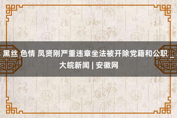 黑丝 色情 凤贤刚严重违章坐法被开除党籍和公职 _大皖新闻 | 安徽网