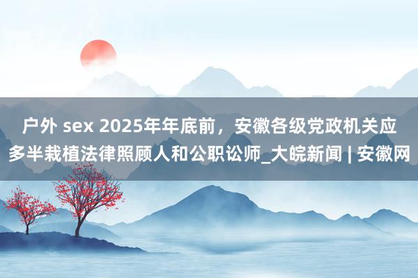 户外 sex 2025年年底前，安徽各级党政机关应多半栽植法律照顾人和公职讼师_大皖新闻 | 安徽网