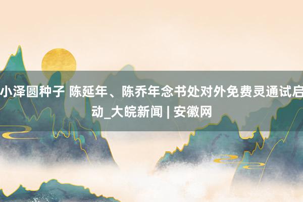 小泽圆种子 陈延年、陈乔年念书处对外免费灵通试启动_大皖新闻 | 安徽网