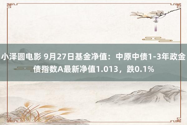 小泽圆电影 9月27日基金净值：中原中债1-3年政金债指数A最新净值1.013，跌0.1%