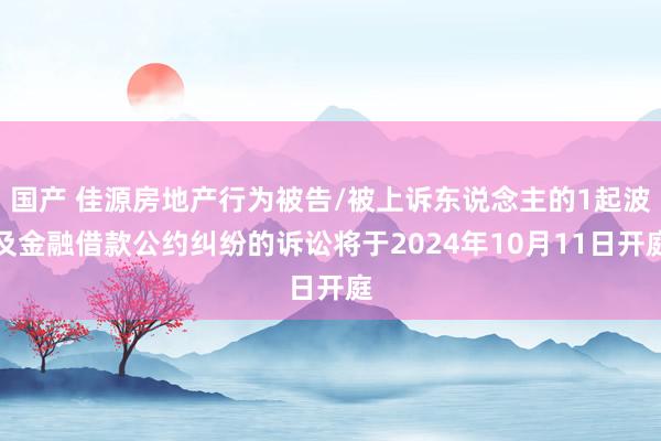 国产 佳源房地产行为被告/被上诉东说念主的1起波及金融借款公约纠纷的诉讼将于2024年10月11日开庭