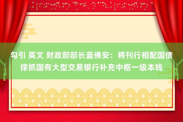 勾引 英文 财政部部长蓝佛安：将刊行相配国债撑抓国有大型交易银行补充中枢一级本钱