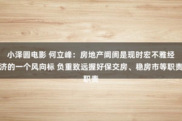 小泽圆电影 何立峰：房地产阛阓是现时宏不雅经济的一个风向标 负重致远握好保交房、稳房市等职责