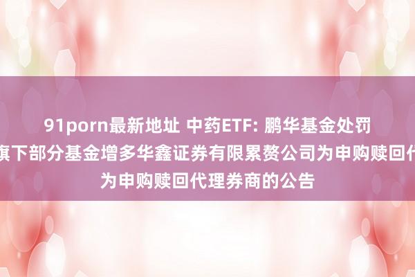 91porn最新地址 中药ETF: 鹏华基金处罚有限公司对于旗下部分基金增多华鑫证券有限累赘公司为申购赎回代理券商的公告