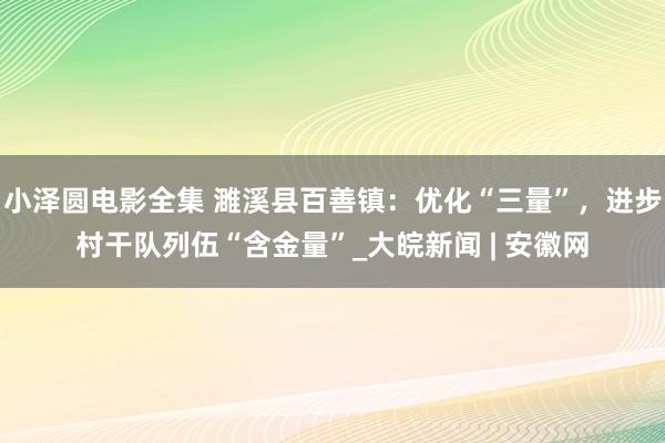 小泽圆电影全集 濉溪县百善镇：优化“三量”，进步村干队列伍“含金量”_大皖新闻 | 安徽网