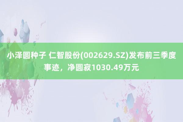 小泽圆种子 仁智股份(002629.SZ)发布前三季度事迹，净圆寂1030.49万元