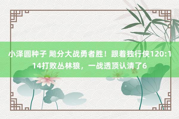 小泽圆种子 飚分大战勇者胜！跟着独行侠120:114打败丛林狼，一战透顶认清了6