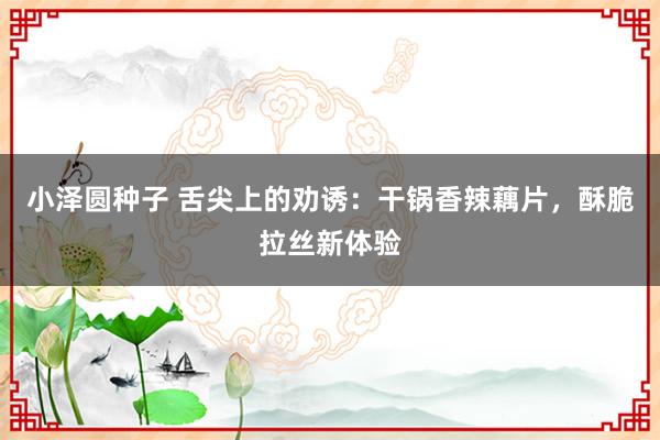 小泽圆种子 舌尖上的劝诱：干锅香辣藕片，酥脆拉丝新体验