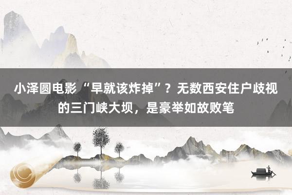 小泽圆电影 “早就该炸掉”？无数西安住户歧视的三门峡大坝，是豪举如故败笔