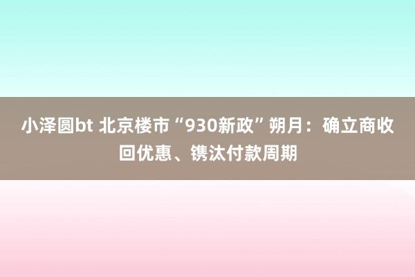 小泽圆bt 北京楼市“930新政”朔月：确立商收回优惠、镌汰付款周期