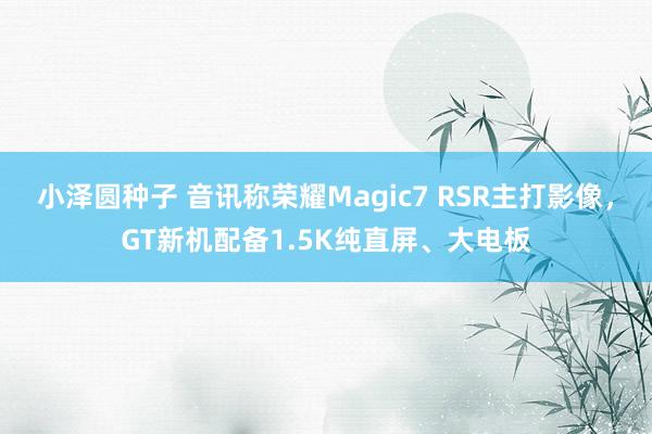 小泽圆种子 音讯称荣耀Magic7 RSR主打影像，GT新机配备1.5K纯直屏、大电板