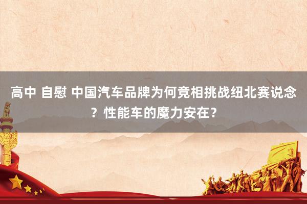 高中 自慰 中国汽车品牌为何竞相挑战纽北赛说念？性能车的魔力安在？