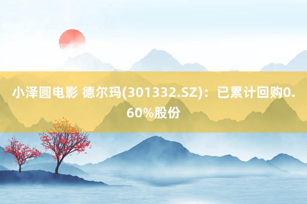 小泽圆电影 德尔玛(301332.SZ)：已累计回购0.60%股份