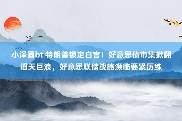 小泽圆bt 特朗普锁定白宫！好意思债市集掀翻滔天巨浪，好意思联储战略濒临要紧历练