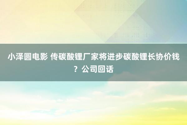 小泽圆电影 传碳酸锂厂家将进步碳酸锂长协价钱？公司回话