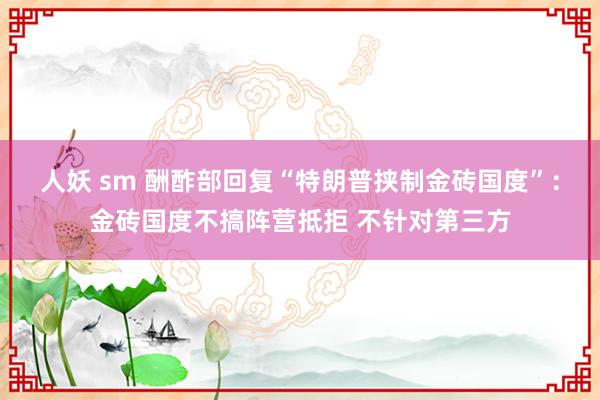 人妖 sm 酬酢部回复“特朗普挟制金砖国度”：金砖国度不搞阵营抵拒 不针对第三方