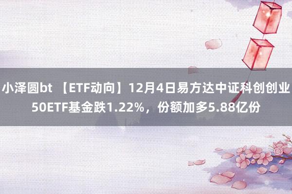 小泽圆bt 【ETF动向】12月4日易方达中证科创创业50ETF基金跌1.22%，份额加多5.88亿份