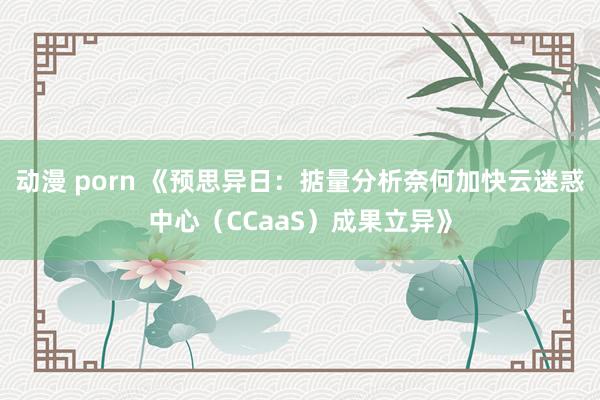 动漫 porn 《预思异日：掂量分析奈何加快云迷惑中心（CCaaS）成果立异》