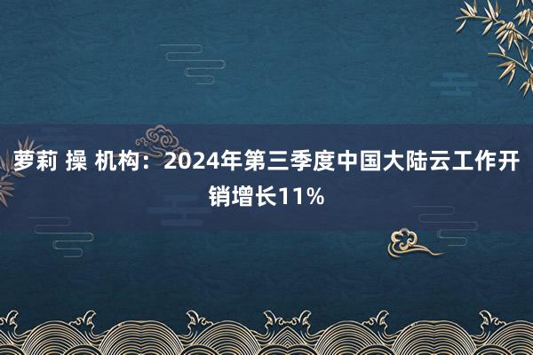 萝莉 操 机构：2024年第三季度中国大陆云工作开销增长11%