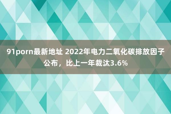 91porn最新地址 2022年电力二氧化碳排放因子公布，比上一年裁汰3.6%