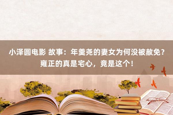 小泽圆电影 故事：年羹尧的妻女为何没被赦免？雍正的真是宅心，竟是这个！