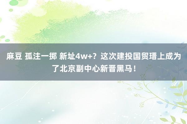 麻豆 孤注一掷 新址4w+？这次建投国贸瑨上成为了北京副中心新晋黑马！