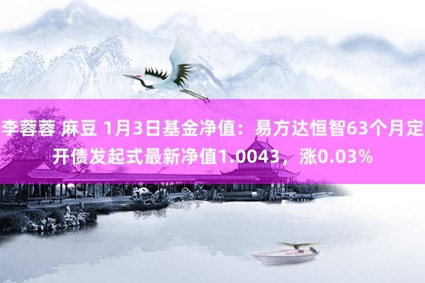 李蓉蓉 麻豆 1月3日基金净值：易方达恒智63个月定开债发起式最新净值1.0043，涨0.03%