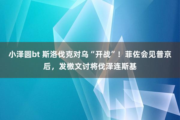 小泽圆bt 斯洛伐克对乌“开战”！菲佐会见普京后，发檄文讨将伐泽连斯基