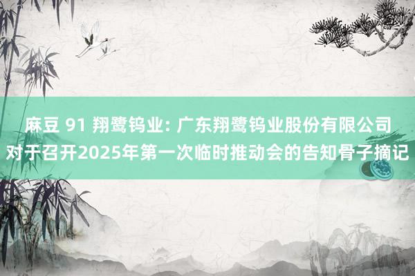 麻豆 91 翔鹭钨业: 广东翔鹭钨业股份有限公司对于召开2025年第一次临时推动会的告知骨子摘记