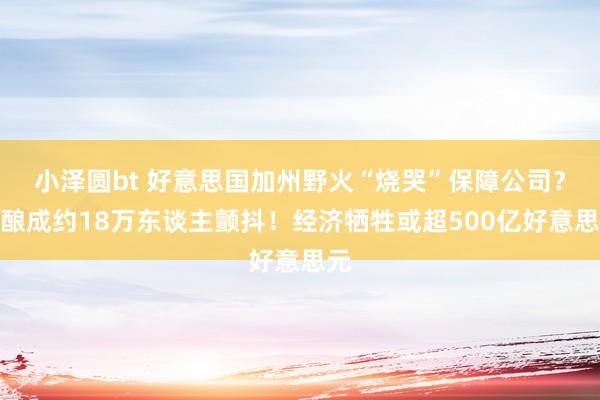 小泽圆bt 好意思国加州野火“烧哭”保障公司？已酿成约18万东谈主颤抖！经济牺牲或超500亿好意思元