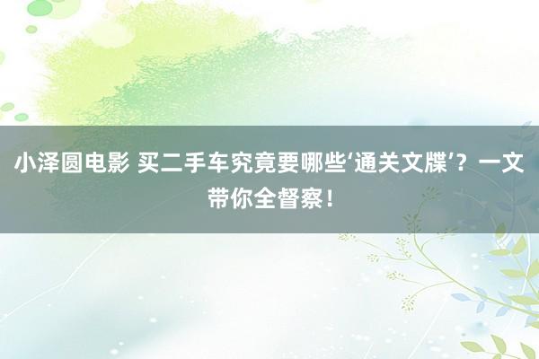 小泽圆电影 买二手车究竟要哪些‘通关文牒’？一文带你全督察！