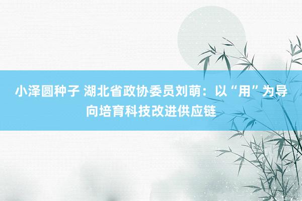 小泽圆种子 湖北省政协委员刘萌：以“用”为导向培育科技改进供应链