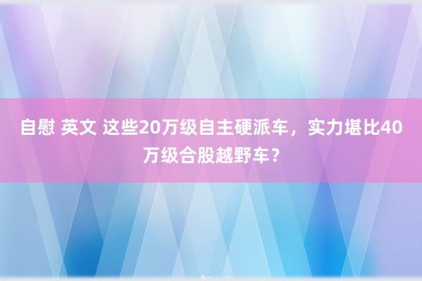 自慰 英文 这些20万级自主硬派车，实力堪比40万级合股越野车？